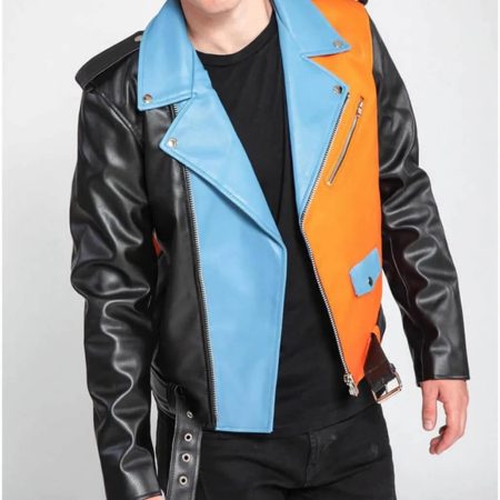 Colorblock Asymmetrical Motorcycle Jacket