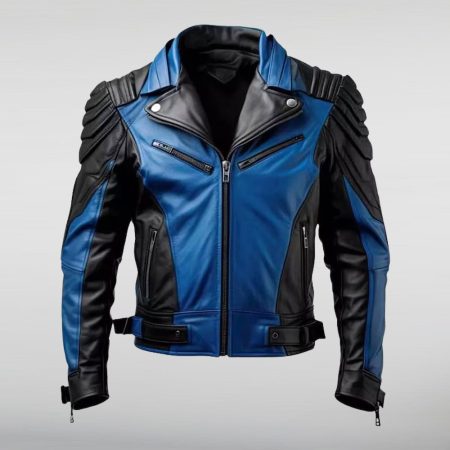 Black Blue Leather Jacket